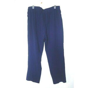 Susan Graver Women's Pants Partial Elastic Sz L/XL Zip Front Straight Leg Blue